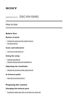 Sony Cyber-shot RX100 III manual. Camera Instructions.